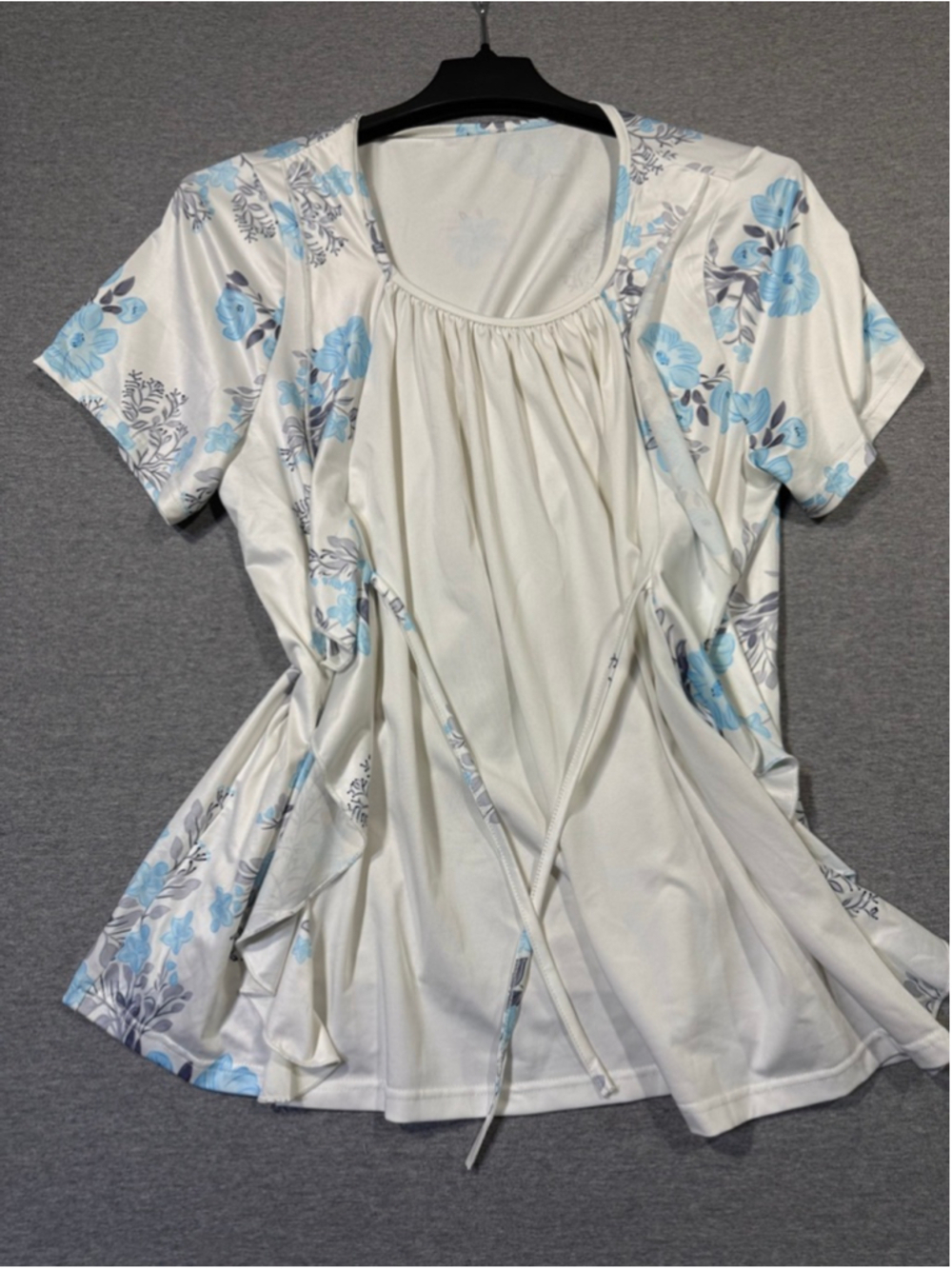 Women's Unbranded Short Sleeve Tee 2X White Blue Floral
